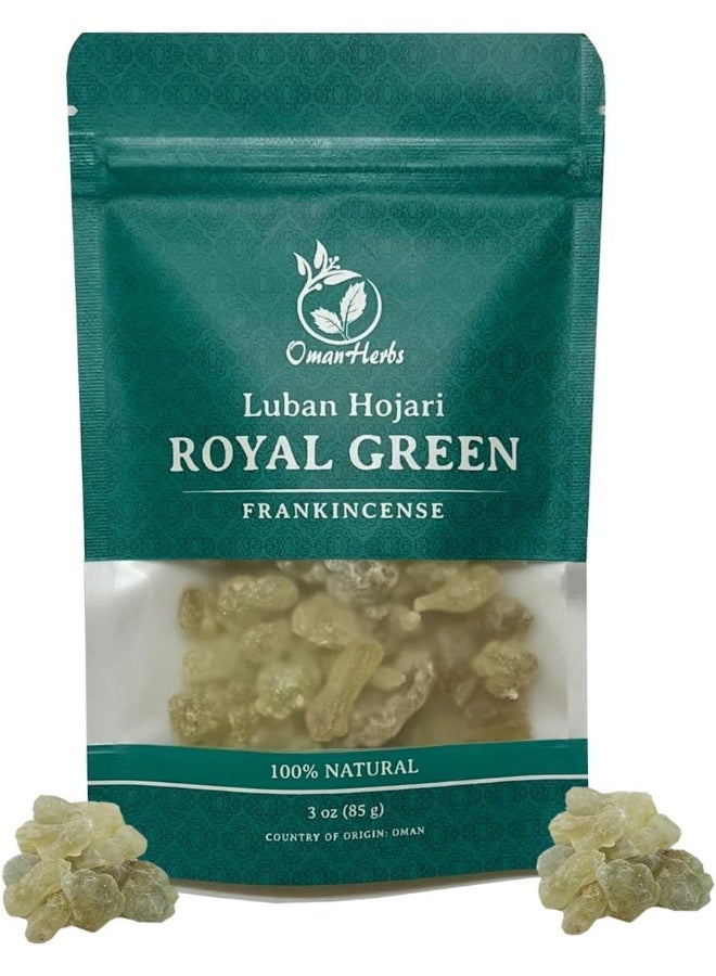 Oman Herbs Royal Green Frankincense Hojari from Boswellia Sacra Pure Incense Church Incense Olibanum Luban - Image 1
